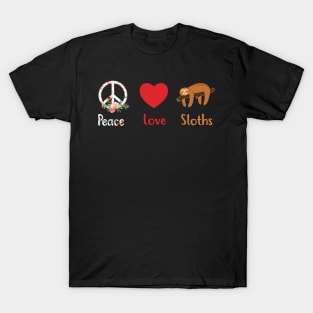 Peace Love Sloths Peace Sign T-Shirt